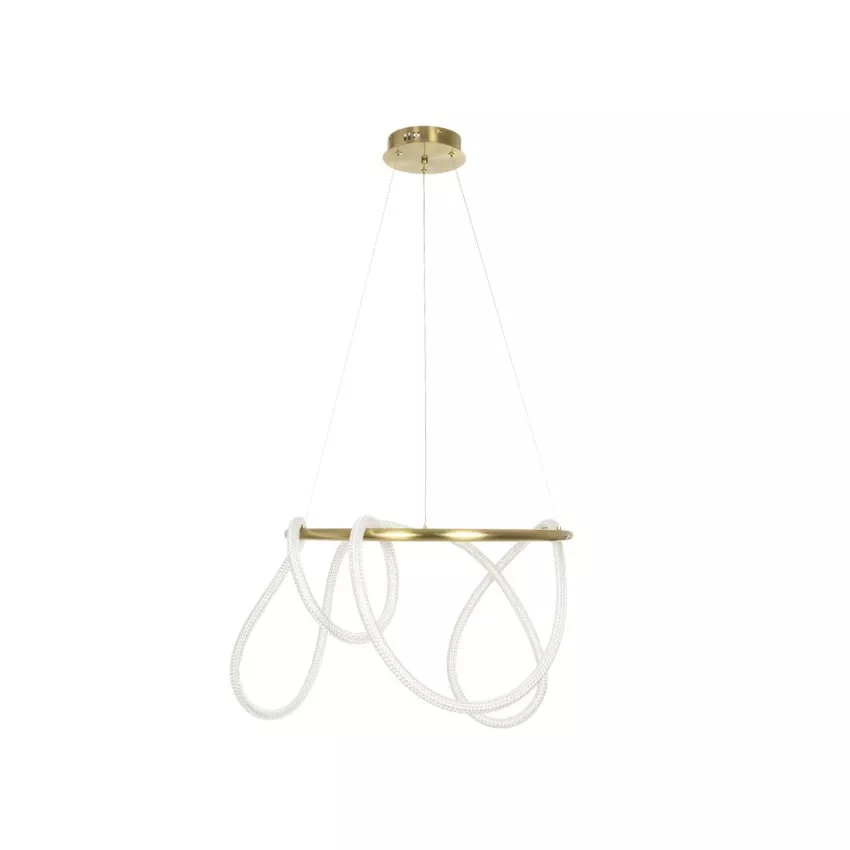 kelvo® GLOW  Κρεμαστό Φωτιστικό Οροφής LED 58W 5800lm 360° AC 220-240V IP20 Ρυθμιζόμενο Λευκό CCT με Χειριστήριο από 2700K έως 6000K Dimmable - Lumileds SMD Chip - Χρυσό Πλατίνα - Μ80 x Π80 x Υ40cm