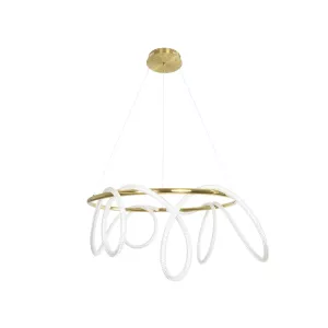 kelvo® GLOW  Κρεμαστό Φωτιστικό Οροφής LED 69W 6900lm 360° AC 220-240V IP20 Ρυθμιζόμενο Λευκό CCT με Χειριστήριο από 2700K έως 6000K Dimmable - Lumileds SMD Chip - Χρυσό Πλατίνα - Μ100 x Π100 x Υ40cm