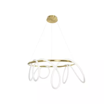 kelvo® GLOW  Κρεμαστό Φωτιστικό Οροφής LED 69W 6900lm 360° AC 220-240V IP20 Ρυθμιζόμενο Λευκό CCT με Χειριστήριο από 2700K έως 6000K Dimmable - Lumileds SMD Chip - Χρυσό Πλατίνα - Μ100 x Π100 x Υ40cm