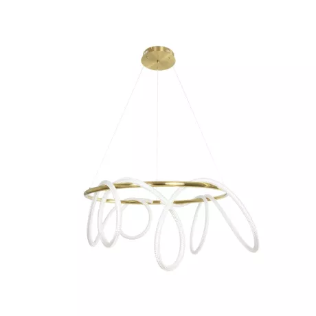 kelvo® GLOW  Κρεμαστό Φωτιστικό Οροφής LED 69W 6900lm 360° AC 220-240V IP20 Ρυθμιζόμενο Λευκό CCT με Χειριστήριο από 2700K έως 6000K Dimmable - Lumileds SMD Chip - Χρυσό Πλατίνα - Μ100 x Π100 x Υ40cm