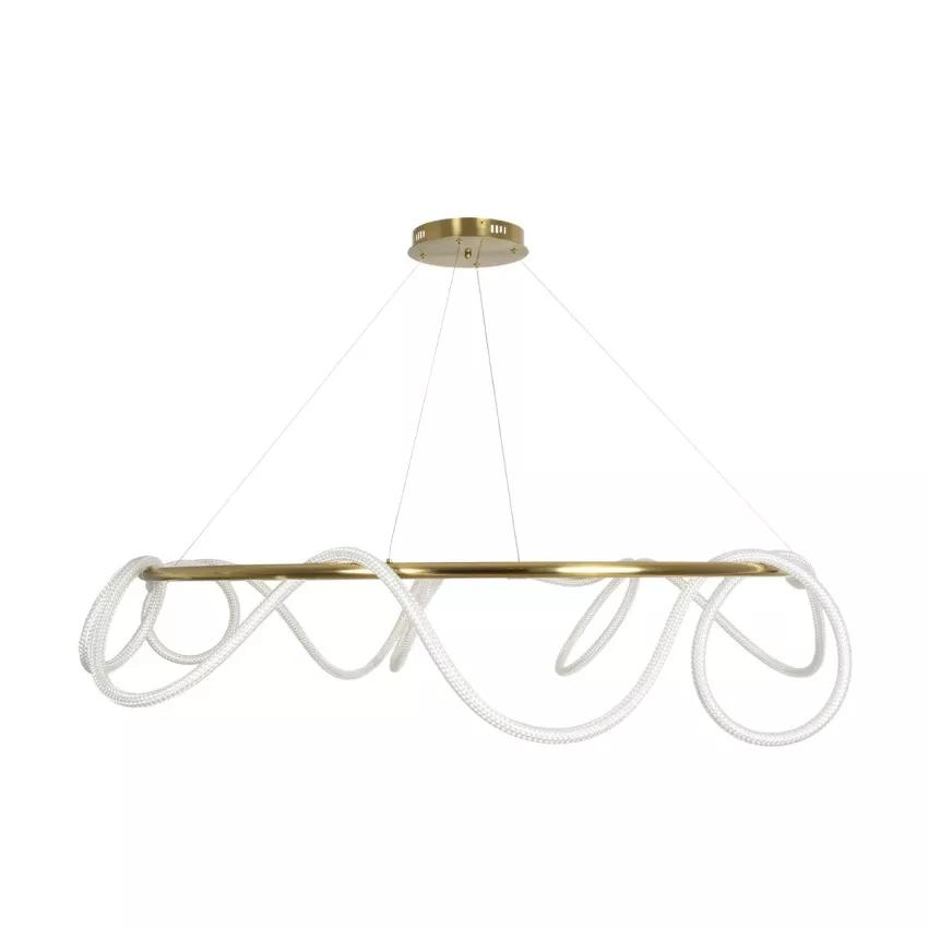 kelvo® GLOW  Κρεμαστό Φωτιστικό Οροφής LED 100W 10000lm 360° AC 220-240V IP20 Ρυθμιζόμενο Λευκό CCT με Χειριστήριο από 2700K έως 6000K Dimmable - Lumileds SMD Chip - Χρυσό Πλατίνα - Μ150 x Π150 x Υ100cm