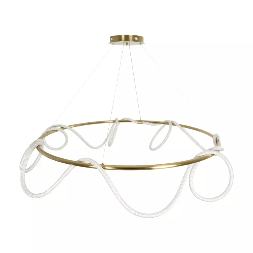 kelvo® GLOW  Κρεμαστό Φωτιστικό Οροφής LED 100W 10000lm 360° AC 220-240V IP20 Ρυθμιζόμενο Λευκό CCT με Χειριστήριο από 2700K έως 6000K Dimmable - Lumileds SMD Chip - Χρυσό Πλατίνα - Μ150 x Π150 x Υ100cm