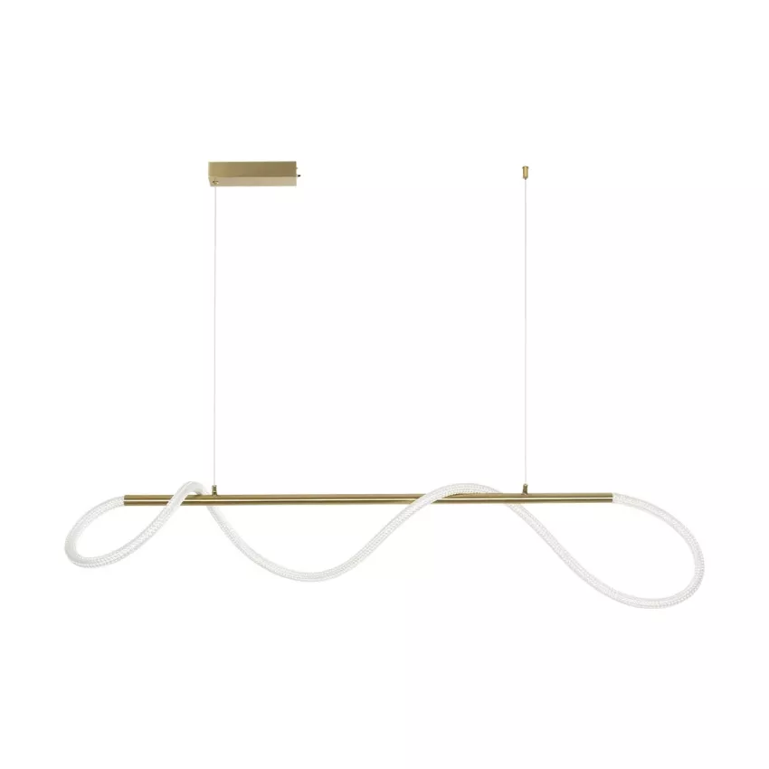 kelvo® GLOW  Κρεμαστό Φωτιστικό Οροφής LED 34W 3400lm 360° AC 220-240V IP20 Ρυθμιζόμενο Λευκό CCT με Χειριστήριο από 2700K έως 6000K Dimmable - Lumileds SMD Chip - Χρυσό Πλατίνα - Μ140 x Π40 x Υ30cm