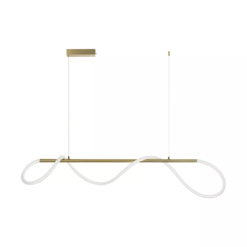 kelvo® GLOW  Κρεμαστό Φωτιστικό Οροφής LED 34W 3400lm 360° AC 220-240V IP20 Ρυθμιζόμενο Λευκό CCT με Χειριστήριο από 2700K έως 6000K Dimmable - Lumileds SMD Chip - Χρυσό Πλατίνα - Μ140 x Π40 x Υ30cm