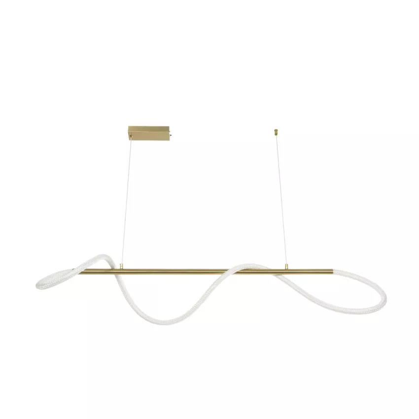 kelvo® GLOW  Κρεμαστό Φωτιστικό Οροφής LED 34W 3400lm 360° AC 220-240V IP20 Ρυθμιζόμενο Λευκό CCT με Χειριστήριο από 2700K έως 6000K Dimmable - Lumileds SMD Chip - Χρυσό Πλατίνα - Μ140 x Π40 x Υ30cm