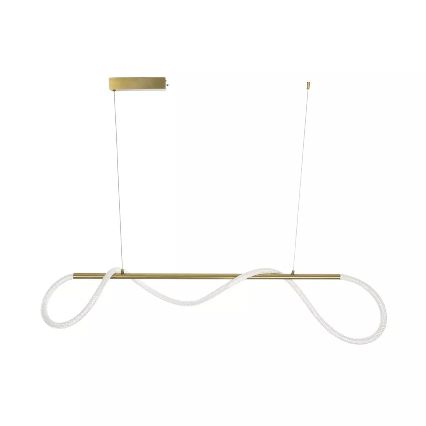 kelvo® GLOW  Κρεμαστό Φωτιστικό Οροφής LED 34W 3400lm 360° AC 220-240V IP20 Ρυθμιζόμενο Λευκό CCT με Χειριστήριο από 2700K έως 6000K Dimmable - Lumileds SMD Chip - Χρυσό Πλατίνα - Μ140 x Π40 x Υ30cm