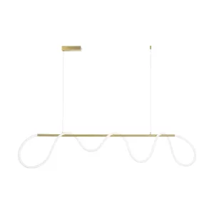 kelvo® GLOW  Κρεμαστό Φωτιστικό Οροφής LED 45W 4500lm 360° AC 220-240V IP20 Ρυθμιζόμενο Λευκό CCT με Χειριστήριο από 2700K έως 6000K Dimmable - Lumileds SMD Chip - Χρυσό Πλατίνα - Μ180 x Π30 x Υ40cm