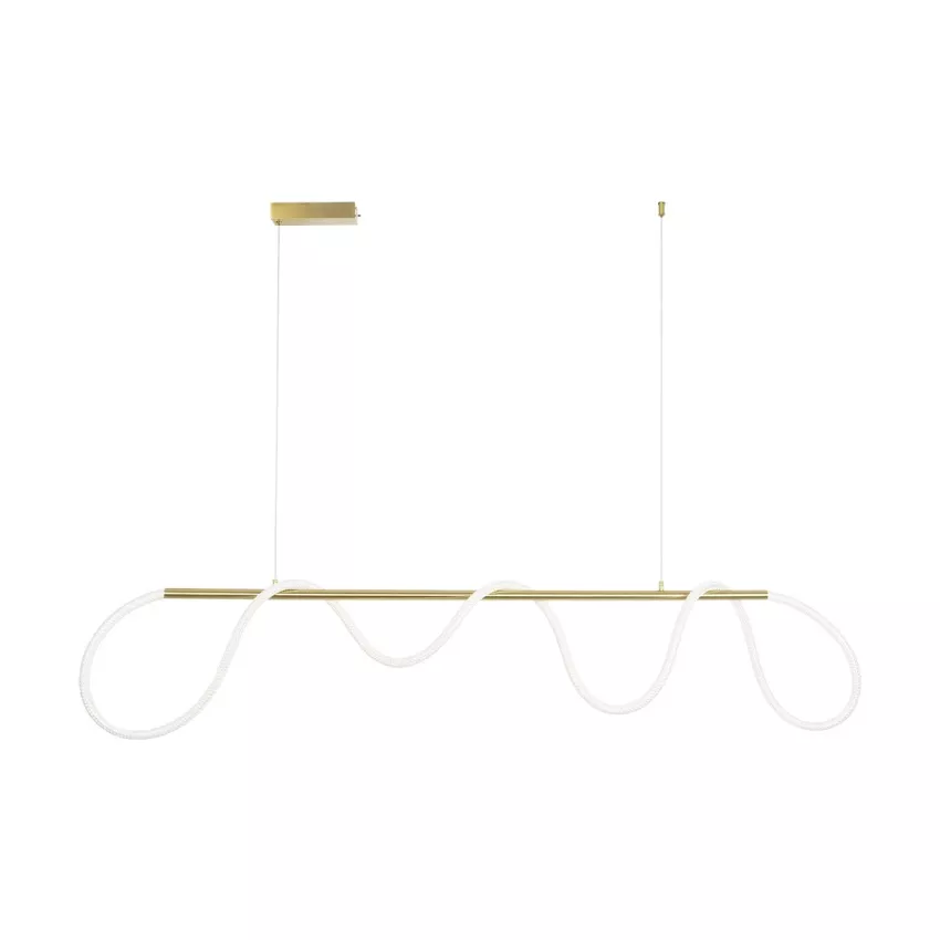 kelvo® GLOW  Κρεμαστό Φωτιστικό Οροφής LED 45W 4500lm 360° AC 220-240V IP20 Ρυθμιζόμενο Λευκό CCT με Χειριστήριο από 2700K έως 6000K Dimmable - Lumileds SMD Chip - Χρυσό Πλατίνα - Μ180 x Π30 x Υ40cm