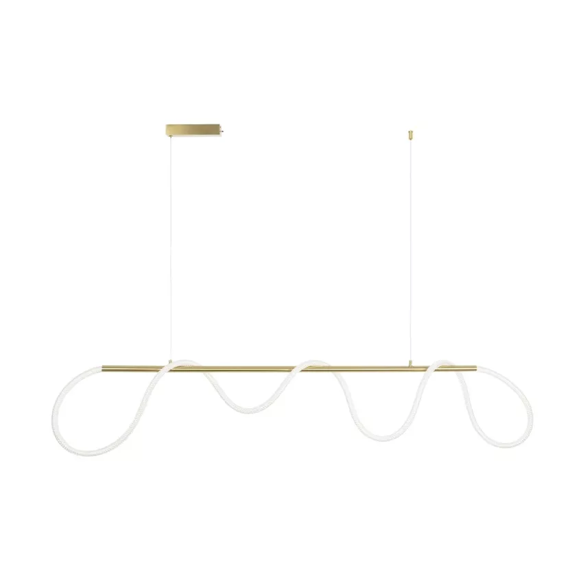 kelvo® GLOW  Κρεμαστό Φωτιστικό Οροφής LED 45W 4500lm 360° AC 220-240V IP20 Ρυθμιζόμενο Λευκό CCT με Χειριστήριο από 2700K έως 6000K Dimmable - Lumileds SMD Chip - Χρυσό Πλατίνα - Μ180 x Π30 x Υ40cm