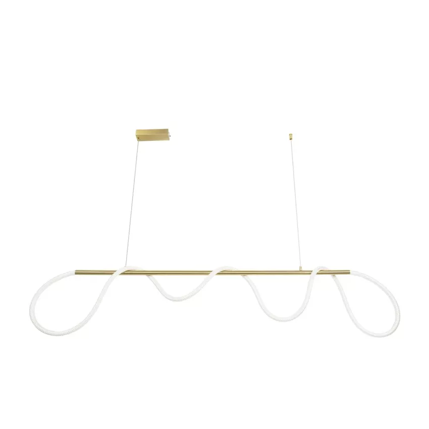 kelvo® GLOW  Κρεμαστό Φωτιστικό Οροφής LED 45W 4500lm 360° AC 220-240V IP20 Ρυθμιζόμενο Λευκό CCT με Χειριστήριο από 2700K έως 6000K Dimmable - Lumileds SMD Chip - Χρυσό Πλατίνα - Μ180 x Π30 x Υ40cm