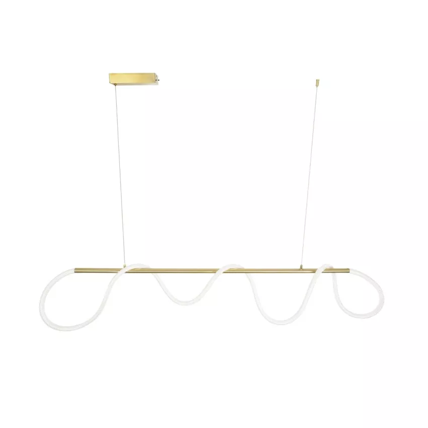 kelvo® GLOW  Κρεμαστό Φωτιστικό Οροφής LED 45W 4500lm 360° AC 220-240V IP20 Ρυθμιζόμενο Λευκό CCT με Χειριστήριο από 2700K έως 6000K Dimmable - Lumileds SMD Chip - Χρυσό Πλατίνα - Μ180 x Π30 x Υ40cm