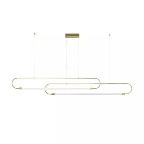 kelvo® GLOW  Κρεμαστό Φωτιστικό Οροφής LED 28W 2800lm 360° AC 220-240V IP20 Ρυθμιζόμενο Λευκό CCT με Χειριστήριο από 2700K έως 6000K Dimmable - Lumileds SMD Chip - Χρυσό Πλατίνα - Μ167 x Π7 x Υ24cm