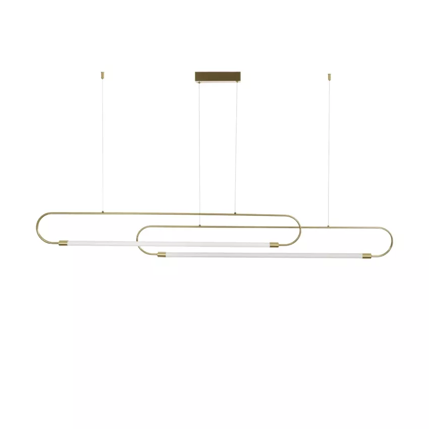 kelvo® GLOW  Κρεμαστό Φωτιστικό Οροφής LED 28W 2800lm 360° AC 220-240V IP20 Ρυθμιζόμενο Λευκό CCT με Χειριστήριο από 2700K έως 6000K Dimmable - Lumileds SMD Chip - Χρυσό Πλατίνα - Μ167 x Π7 x Υ24cm