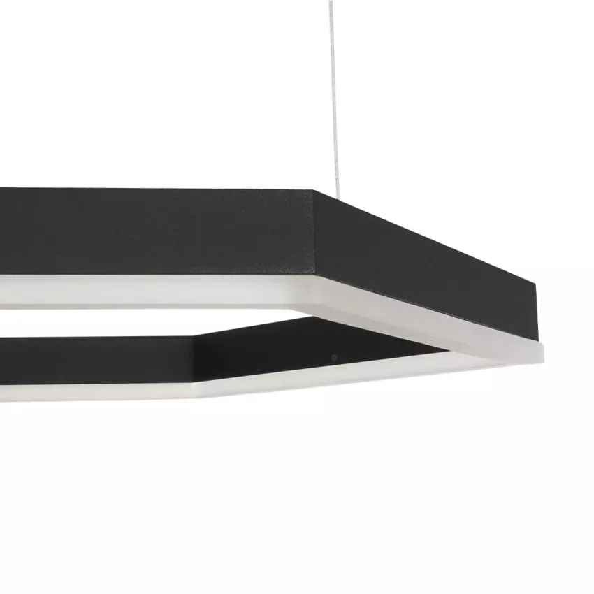 kelvo® LEXAGON  Κρεμαστό Φωτιστικό Οροφής LED 120W 12000lm 200° AC 220-240V IP20 Ρυθμιζόμενο Λευκό CCT με Χειριστήριο από 2700K έως 6000K Dimmable - Lumileds SMD Chip - Μαύρο Ματ - Μ110 x Π90 x Υ110cm