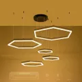 kelvo® LEXAGON  Κρεμαστό Φωτιστικό Οροφής LED 120W 12000lm 200° AC 220-240V IP20 Ρυθμιζόμενο Λευκό CCT με Χειριστήριο από 2700K έως 6000K Dimmable - Lumileds SMD Chip - Μαύρο Ματ - Μ110 x Π90 x Υ110cm