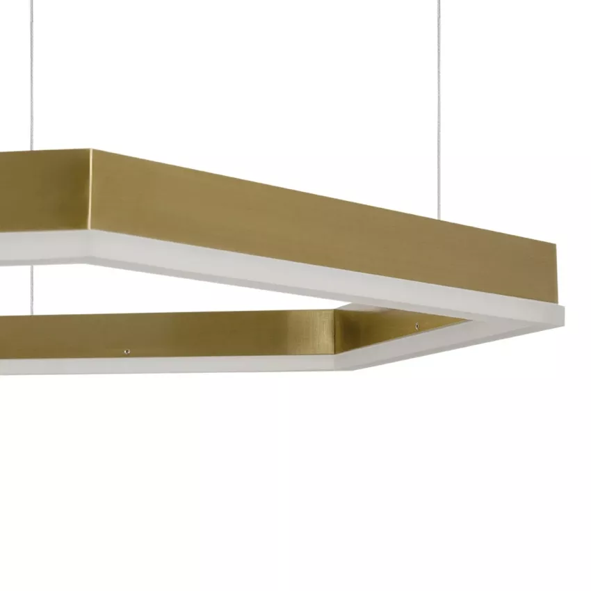 kelvo® LEXAGON  Κρεμαστό Φωτιστικό Οροφής LED 120W 12000lm 200° AC 220-240V IP20 Ρυθμιζόμενο Λευκό CCT με Χειριστήριο από 2700K έως 6000K Dimmable - Lumileds SMD Chip - Χρυσό Πλατίνα - Μ110 x Π90 x Υ110cm
