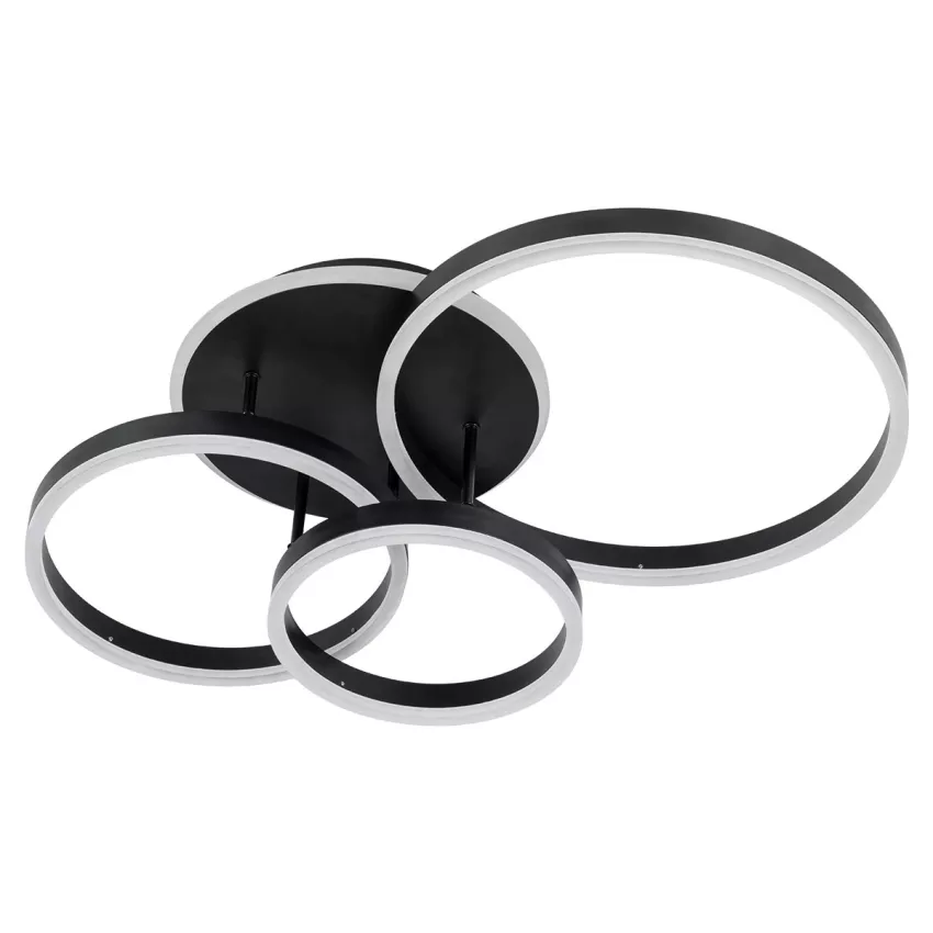 kelvo® VENOM  Φωτιστικό Οροφής LED 100W 10000lm 360° AC 220-240V IP20 Ρυθμιζόμενο Λευκό CCT με Χειριστήριο από 2700K έως 6000K Dimmable - Lumileds SMD Chip - Μαύρο Ματ - Μ70 x Π40 x Υ16cm