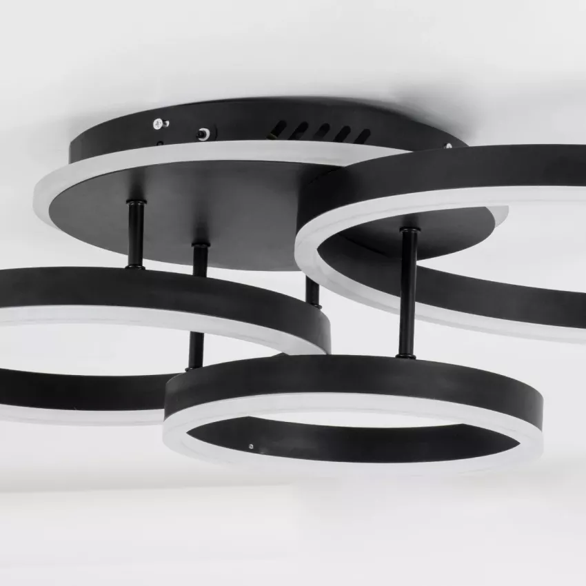 kelvo® VENOM  Φωτιστικό Οροφής LED 100W 10000lm 360° AC 220-240V IP20 Ρυθμιζόμενο Λευκό CCT με Χειριστήριο από 2700K έως 6000K Dimmable - Lumileds SMD Chip - Μαύρο Ματ - Μ70 x Π40 x Υ16cm