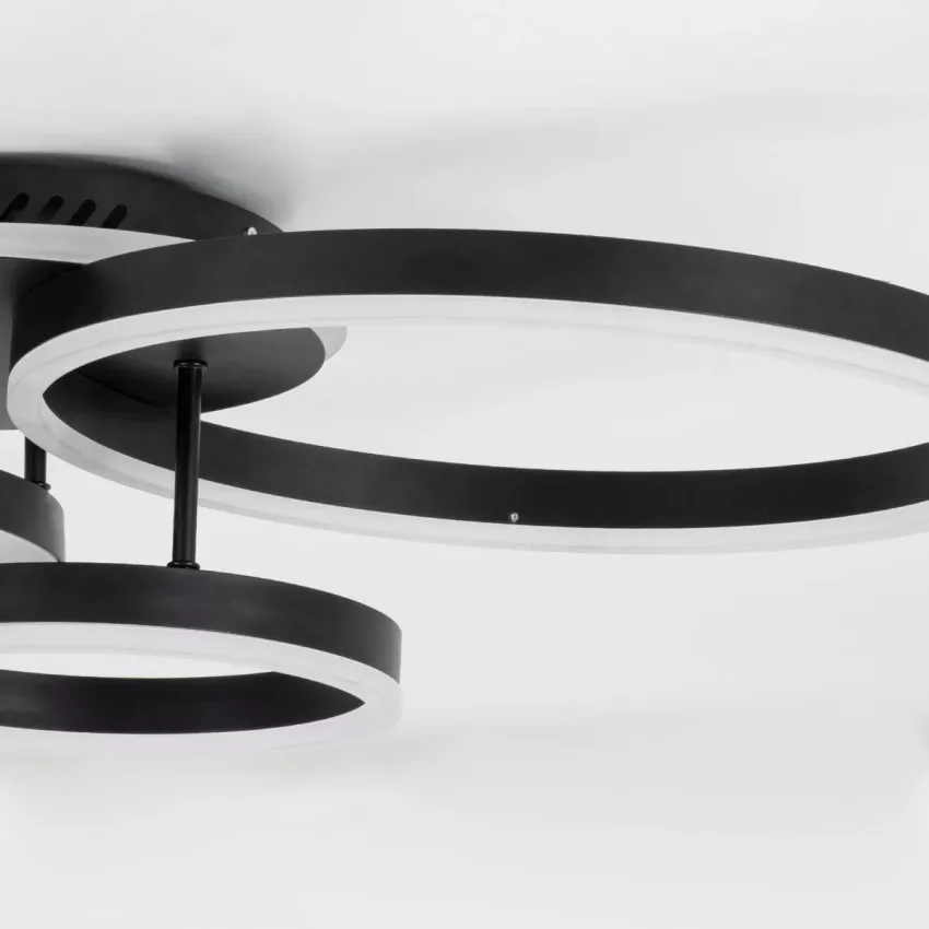 kelvo® VENOM  Φωτιστικό Οροφής LED 100W 10000lm 360° AC 220-240V IP20 Ρυθμιζόμενο Λευκό CCT με Χειριστήριο από 2700K έως 6000K Dimmable - Lumileds SMD Chip - Μαύρο Ματ - Μ70 x Π40 x Υ16cm