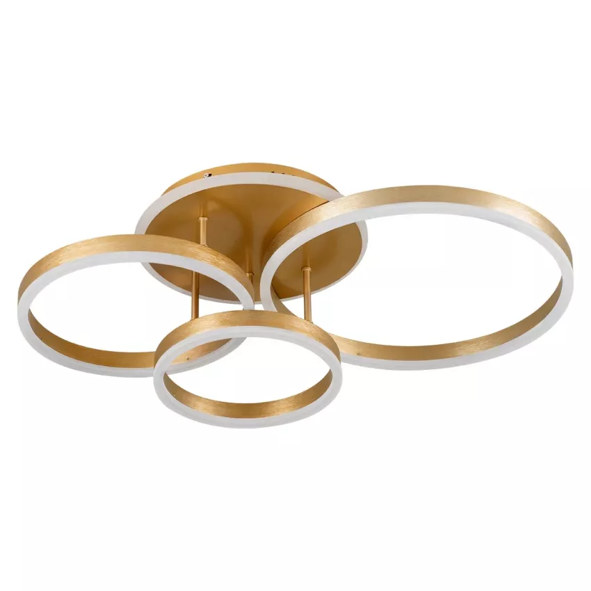 kelvo® VENOM  Φωτιστικό Οροφής LED 100W 10000lm 360° AC 220-240V IP20 Ρυθμιζόμενο Λευκό CCT με Χειριστήριο από 2700K έως 6000K Dimmable - Lumileds SMD Chip - Χρυσό Πλατίνα - Μ70 x Π40 x Υ16cm