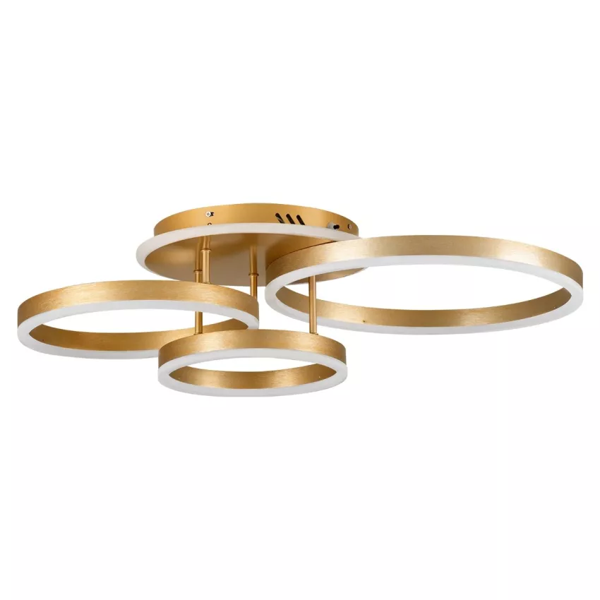 kelvo® VENOM  Φωτιστικό Οροφής LED 100W 10000lm 360° AC 220-240V IP20 Ρυθμιζόμενο Λευκό CCT με Χειριστήριο από 2700K έως 6000K Dimmable - Lumileds SMD Chip - Χρυσό Πλατίνα - Μ70 x Π40 x Υ16cm