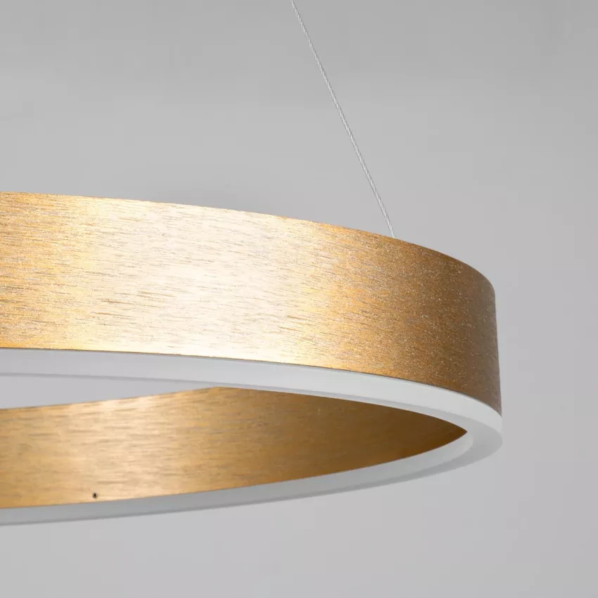 kelvo® VENOM  Κρεμαστό Φωτιστικό Οροφής LED 45W 4500lm 120° AC 220-240V IP20 Ρυθμιζόμενο Λευκό CCT με Χειριστήριο από 2700K έως 6000K Dimmable - Lumileds SMD Chip - Χρυσό Πλατίνα - Μ60 x Π60 x Υ6.5cm