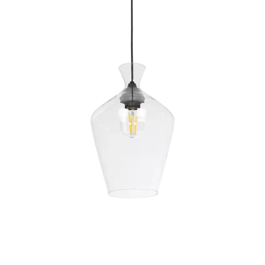 GLOBOSTAR® BOHEMIA  Μοντέρνο Κρεμαστό Φωτιστικό Οροφής με Ντουί 1 x E27 AC 220-240V IP20 - Διάφανο - Μ20 x Π20 x Υ32cm