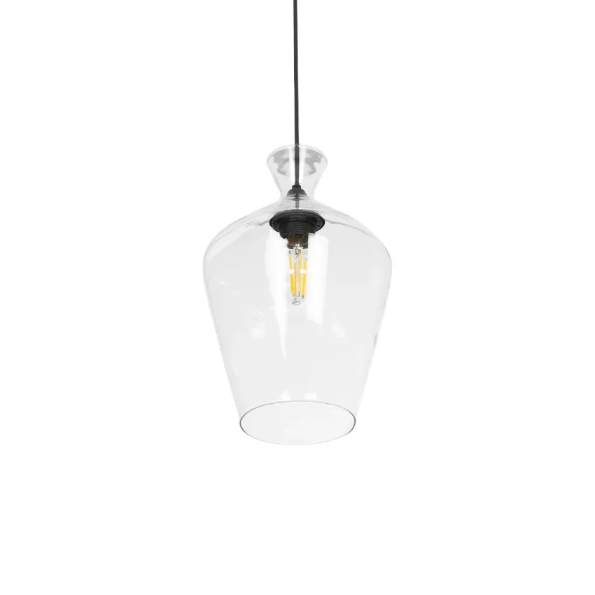 GLOBOSTAR® BOHEMIA  Μοντέρνο Κρεμαστό Φωτιστικό Οροφής με Ντουί 1 x E27 AC 220-240V IP20 - Διάφανο - Μ20 x Π20 x Υ32cm