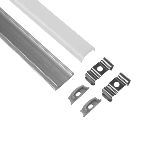 GLOBOSTAR® ALP-LINEAR CURBARIO  Επιφανειακό Εύκαμπτο Προφίλ Αλουμινίου με Λευκό Γαλακτερό Πατητό Κάλυμμα για Ταινίες LED IP20 - Ασημί & Λευκό - Μ100 x Π1.8 x Υ0.5cm