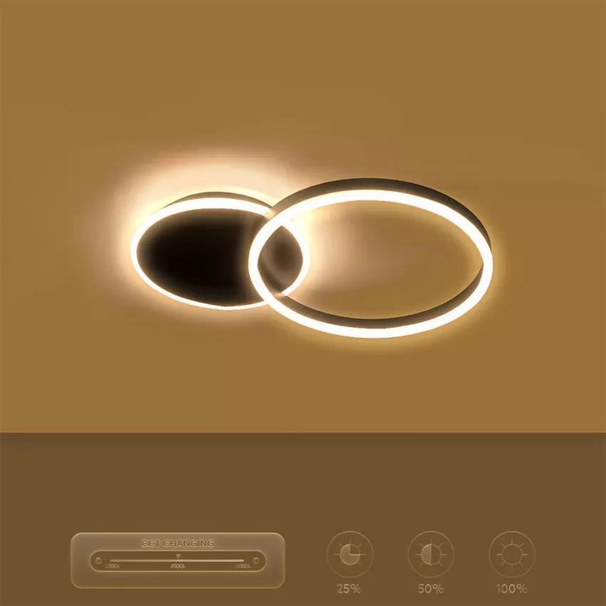 kelvo® VENOM  Φωτιστικό Οροφής LED 45W 4500lm 360° AC 220-240V IP20 Ρυθμιζόμενο Λευκό CCT με Χειριστήριο από 2700K έως 6000K Dimmable - Lumileds SMD Chip - Μαύρο Ματ - Μ60 x Π40 x Υ7.5cm