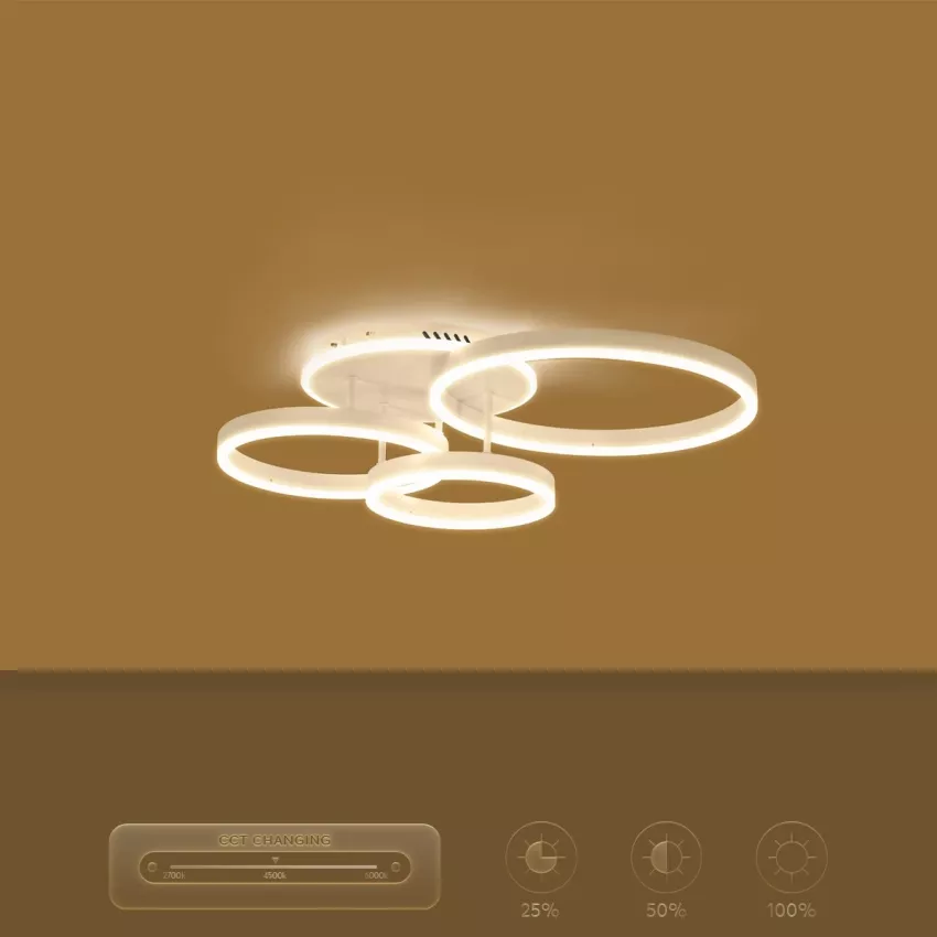 kelvo® VENOM  Φωτιστικό Οροφής LED 100W 10000lm 360° AC 220-240V IP20 Ρυθμιζόμενο Λευκό CCT με Χειριστήριο από 2700K έως 6000K Dimmable - Lumileds SMD Chip - Λευκό Ματ - Μ70 x Π40 x Υ16cm