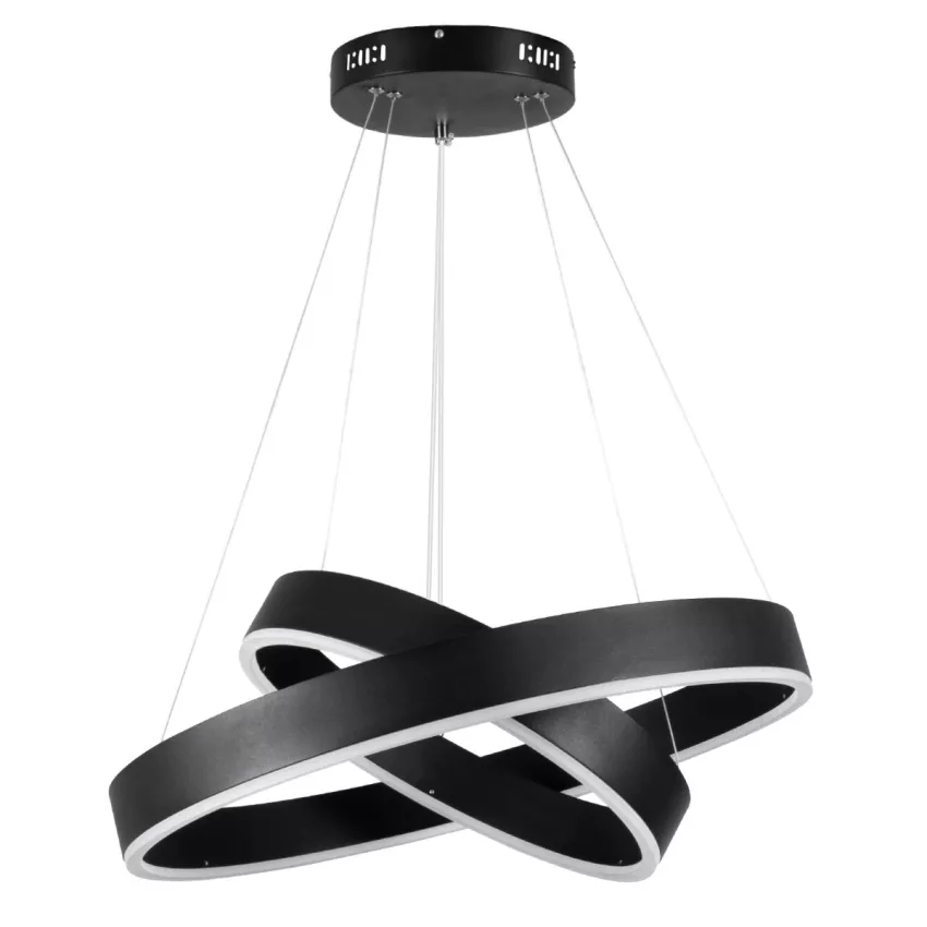 kelvo® VENOM  Κρεμαστό Φωτιστικό Οροφής LED 75W 7500lm 120° AC 220-240V IP20 Ρυθμιζόμενο Λευκό CCT με Χειριστήριο από 2700K έως 6000K Dimmable - Lumileds SMD Chip - Μαύρο Ματ - Μ60 x Π60 x Υ40cm