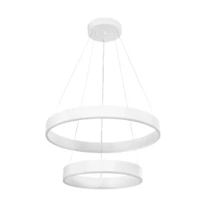 kelvo® VENOM  Κρεμαστό Φωτιστικό Οροφής LED 75W 7500lm 120° AC 220-240V IP20 Ρυθμιζόμενο Λευκό CCT με Χειριστήριο από 2700K έως 6000K Dimmable - Lumileds SMD Chip - Λευκό Ματ - Μ60 x Π60 x Υ40cm