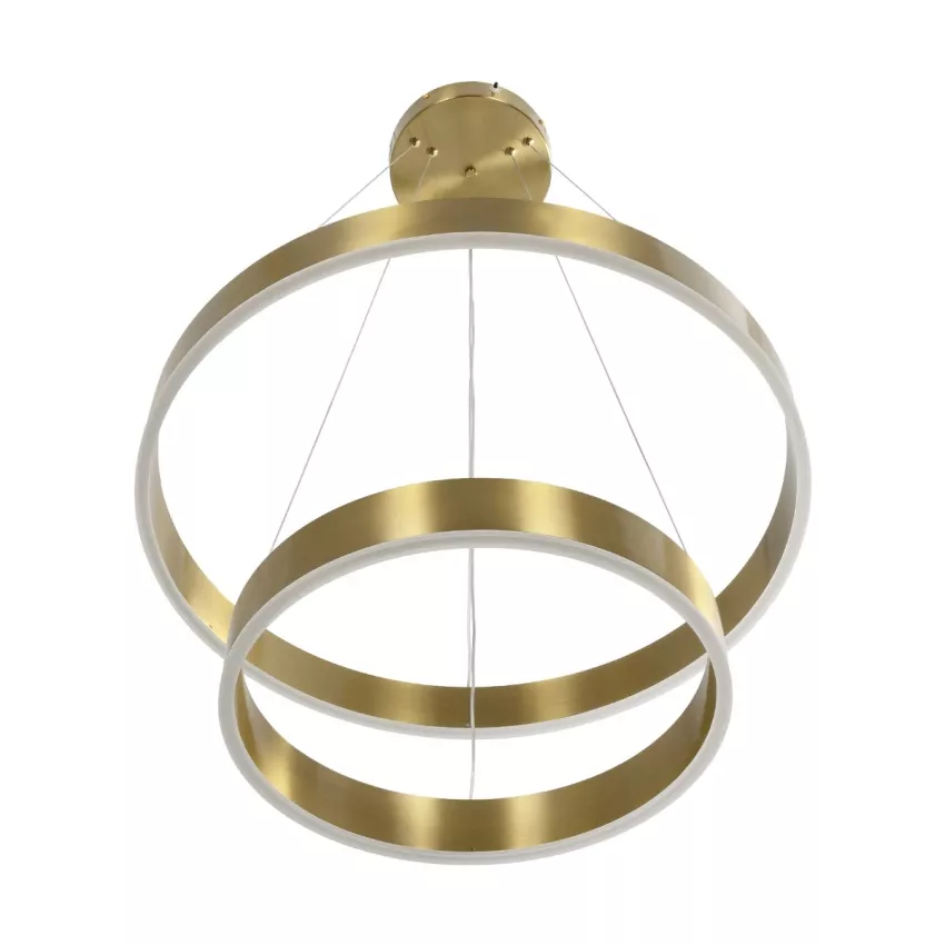 kelvo® VENOM  Κρεμαστό Φωτιστικό Οροφής LED 75W 7500lm 120° AC 220-240V IP20 Ρυθμιζόμενο Λευκό CCT με Χειριστήριο από 2700K έως 6000K Dimmable - Lumileds SMD Chip - Χρυσό Πλατίνα - Μ60 x Π60 x Υ40cm