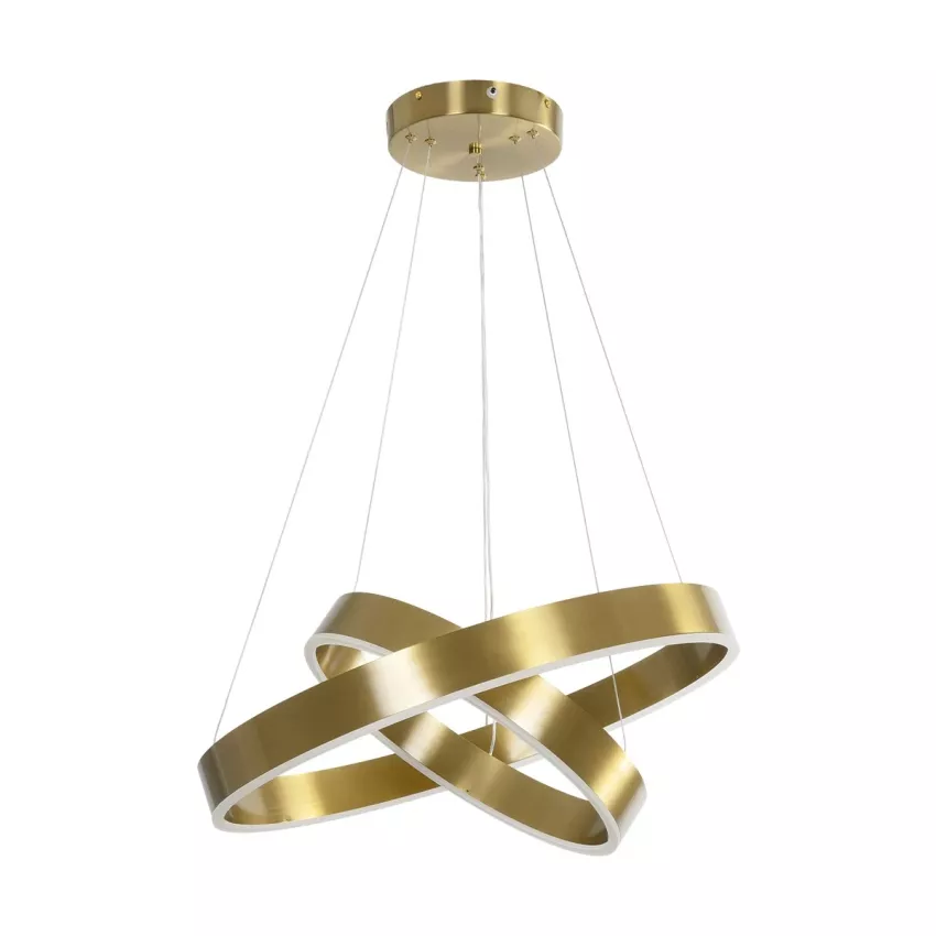 kelvo® VENOM  Κρεμαστό Φωτιστικό Οροφής LED 75W 7500lm 120° AC 220-240V IP20 Ρυθμιζόμενο Λευκό CCT με Χειριστήριο από 2700K έως 6000K Dimmable - Lumileds SMD Chip - Χρυσό Πλατίνα - Μ60 x Π60 x Υ40cm