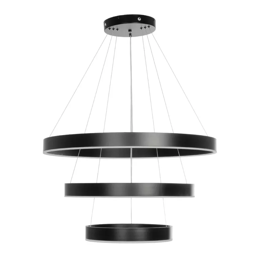 kelvo® VENOM  Κρεμαστό Φωτιστικό Οροφής LED 120W 12000lm 120° AC 220-240V IP20 Ρυθμιζόμενο Λευκό CCT με Χειριστήριο από 2700K έως 6000K Dimmable - Lumileds SMD Chip - Μαύρο Ματ - Μ80 x Π80 x Υ80cm