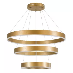 kelvo® VENOM  Κρεμαστό Φωτιστικό Οροφής LED 120W 12000lm 120° AC 220-240V IP20 Ρυθμιζόμενο Λευκό CCT με Χειριστήριο από 2700K έως 6000K Dimmable - Lumileds SMD Chip - Χρυσό Πλατίνα - Μ80 x Π80 x Υ80cm