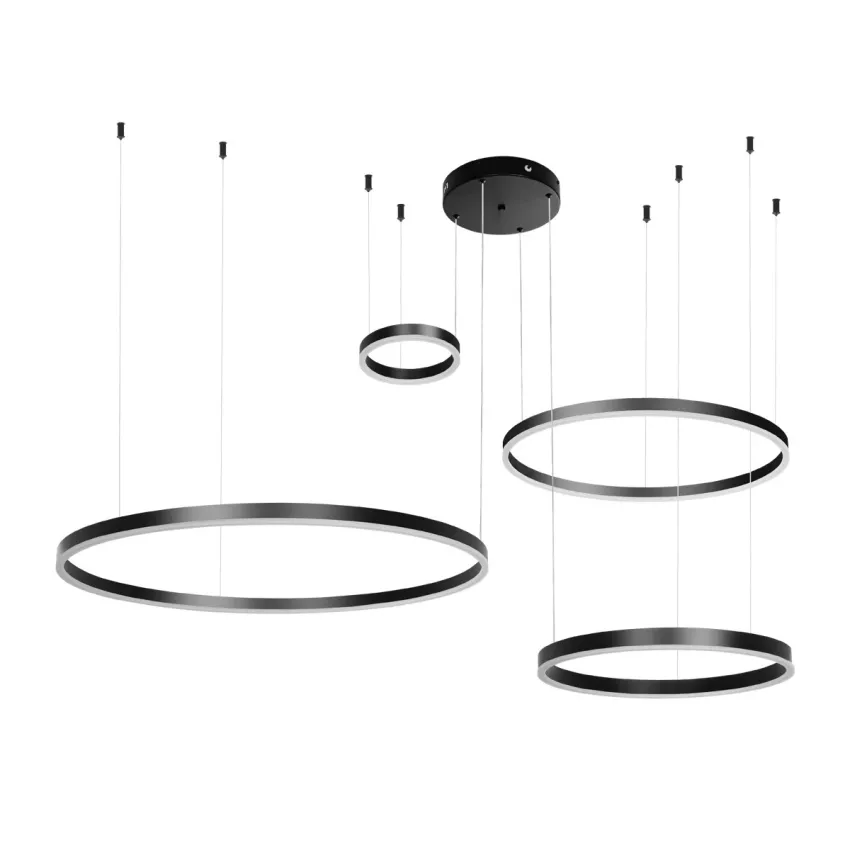 kelvo® VENOM  Κρεμαστό Φωτιστικό Οροφής LED 150W 15000lm 120° AC 220-240V IP20 Ρυθμιζόμενο Λευκό CCT με Χειριστήριο από 2700K έως 6000K Dimmable - Lumileds SMD Chip - Μαύρο Ματ - Μ150 x Π90 x Υ60cm