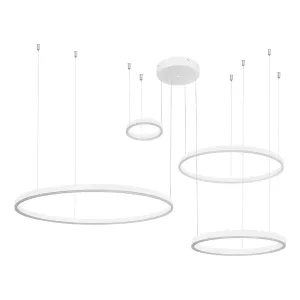kelvo® VENOM  Κρεμαστό Φωτιστικό Οροφής LED 150W 15000lm 120° AC 220-240V IP20 Ρυθμιζόμενο Λευκό CCT με Χειριστήριο από 2700K έως 6000K Dimmable - Lumileds SMD Chip - Λευκό Ματ - Μ150 x Π90 x Υ60cm