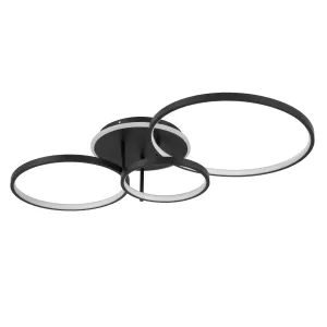 kelvo® NEMESIS  Φωτιστικό Οροφής LED 98W 9800lm 360° AC 220-240V IP20 Ρυθμιζόμενο Λευκό CCT με Χειριστήριο από 2700K έως 6000K Dimmable - Lumileds SMD Chip - Μαύρο Ματ - Μ89 x Π60 x Υ19cm