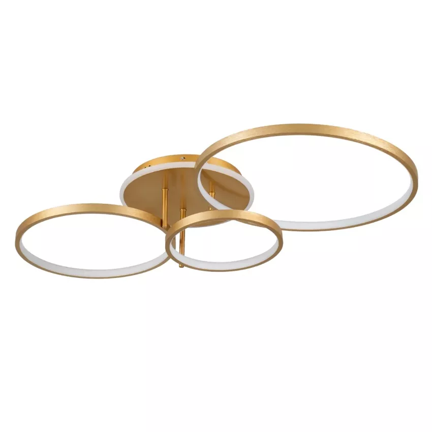 kelvo® NEMESIS  Φωτιστικό Οροφής LED 98W 9800lm 360° AC 220-240V IP20 Ρυθμιζόμενο Λευκό CCT με Χειριστήριο από 2700K έως 6000K Dimmable - Lumileds SMD Chip - Χρυσό Πλατίνα - Μ89 x Π60 x Υ19cm