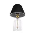 TRANS  Μοντέρνο Eπιτραπέζιο Φωτιστικό Μονόφωτο 1 x E27 IP20 Διάφανο Πλαστικό με Μαύρο Ύφασμα - Μ22 x Π22 x Υ14cm