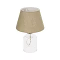 TRANS  Μοντέρνο Eπιτραπέζιο Φωτιστικό Μονόφωτο 1 x E27 IP20 Διάφανο Πλαστικό με Μπεζ Ύφασμα - Μ22 x Π22 x Υ14cm