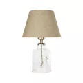 TRANS  Μοντέρνο Eπιτραπέζιο Φωτιστικό Μονόφωτο 1 x E27 IP20 Διάφανο Πλαστικό με Μπεζ Ύφασμα - Μ22 x Π22 x Υ14cm