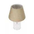 TRANS  Μοντέρνο Eπιτραπέζιο Φωτιστικό Μονόφωτο 1 x E27 IP20 Διάφανο Πλαστικό με Μπεζ Ύφασμα - Μ22 x Π22 x Υ14cm