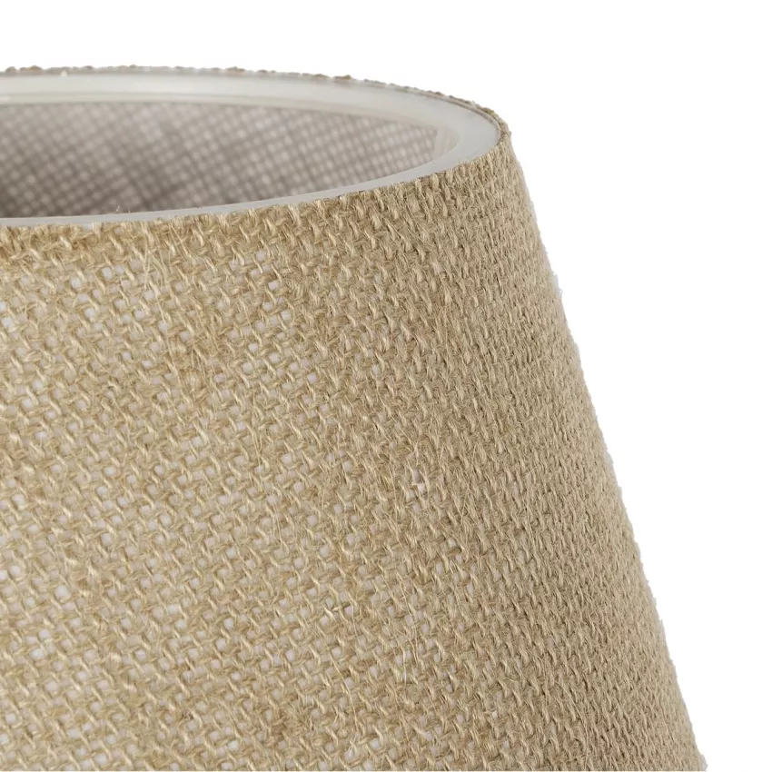 TRANS  Μοντέρνο Eπιτραπέζιο Φωτιστικό Μονόφωτο 1 x E27 IP20 Διάφανο Πλαστικό με Μπεζ Ύφασμα - Μ22 x Π22 x Υ14cm