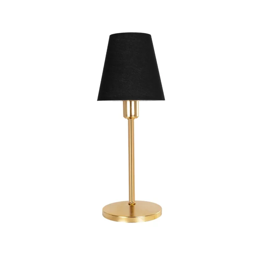 GLOBOSTAR® GLOSSY  Μοντέρνο Επιτραπέζιο Φωτιστικό Πορτατίφ με Ντουί 1 x E14 AC 220-240V IP20 - Χρυσό & Μαύρο - Μ14 x Π14 x Υ36cm