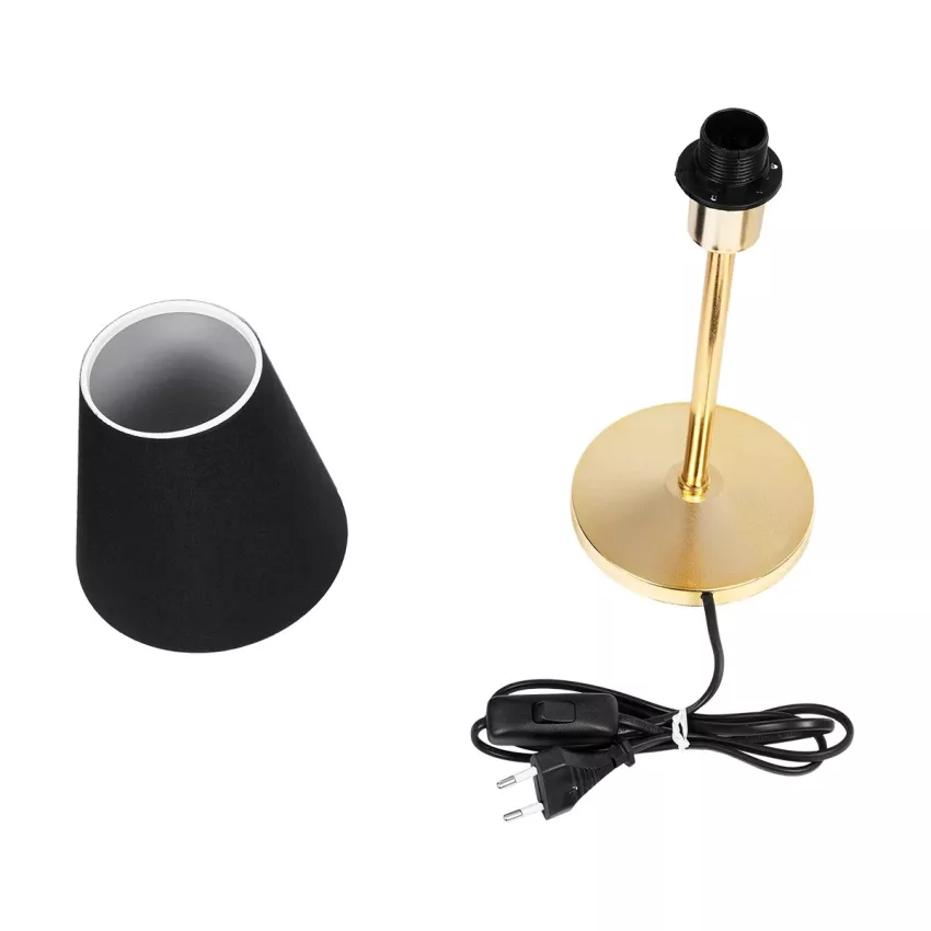 GLOBOSTAR® GLOSSY  Μοντέρνο Επιτραπέζιο Φωτιστικό Πορτατίφ με Ντουί 1 x E14 AC 220-240V IP20 - Χρυσό & Μαύρο - Μ14 x Π14 x Υ36cm