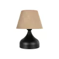 PYRAMID  Μοντέρνο Eπιτραπέζιο Φωτιστικό Μονόφωτο 1 x E27 IP20 Μαύρο Μέταλλο με Μπεζ Ύφασμα - Μ22 x Π22 x Υ30cm