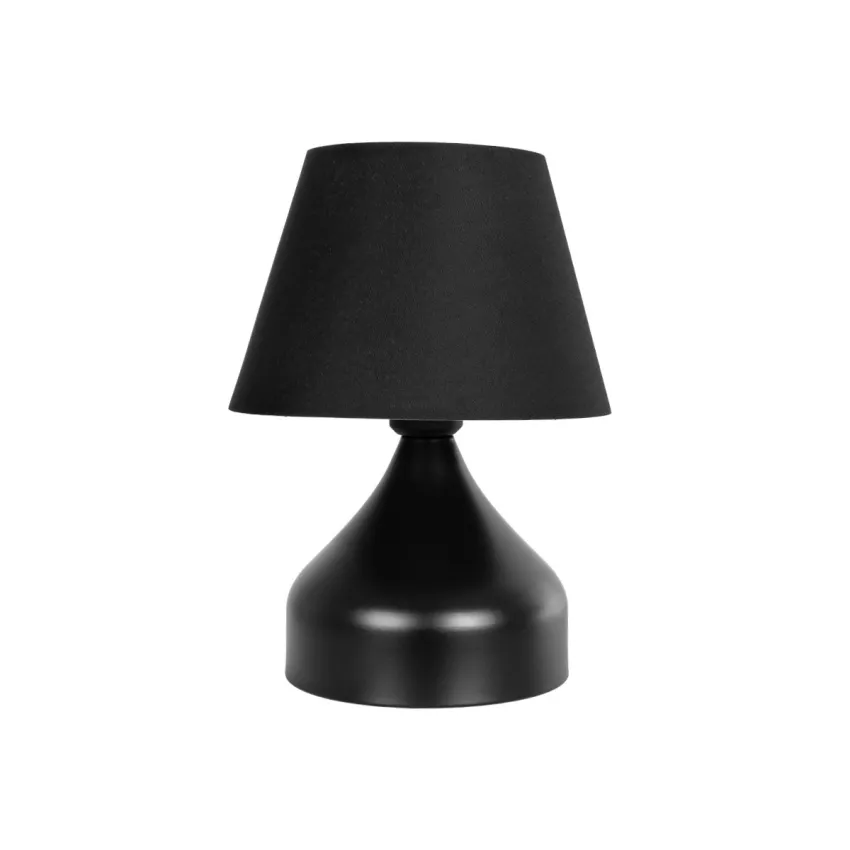 PYRAMID  Μοντέρνο Eπιτραπέζιο Φωτιστικό Μονόφωτο 1 x E27 IP20 Μαύρο Μέταλλο με Μαύρο Ύφασμα - Μ22 x Π22 x Υ30cm